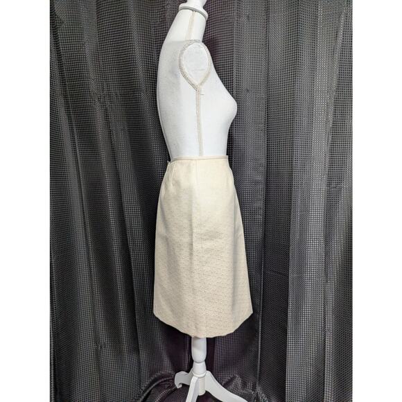 NWOT! SHIMMERING GOLD ON CREAM, GLOWING METALLIC, COTTON POLY PENCIL SKIRT! SZ 8 - Picture 3 of 7